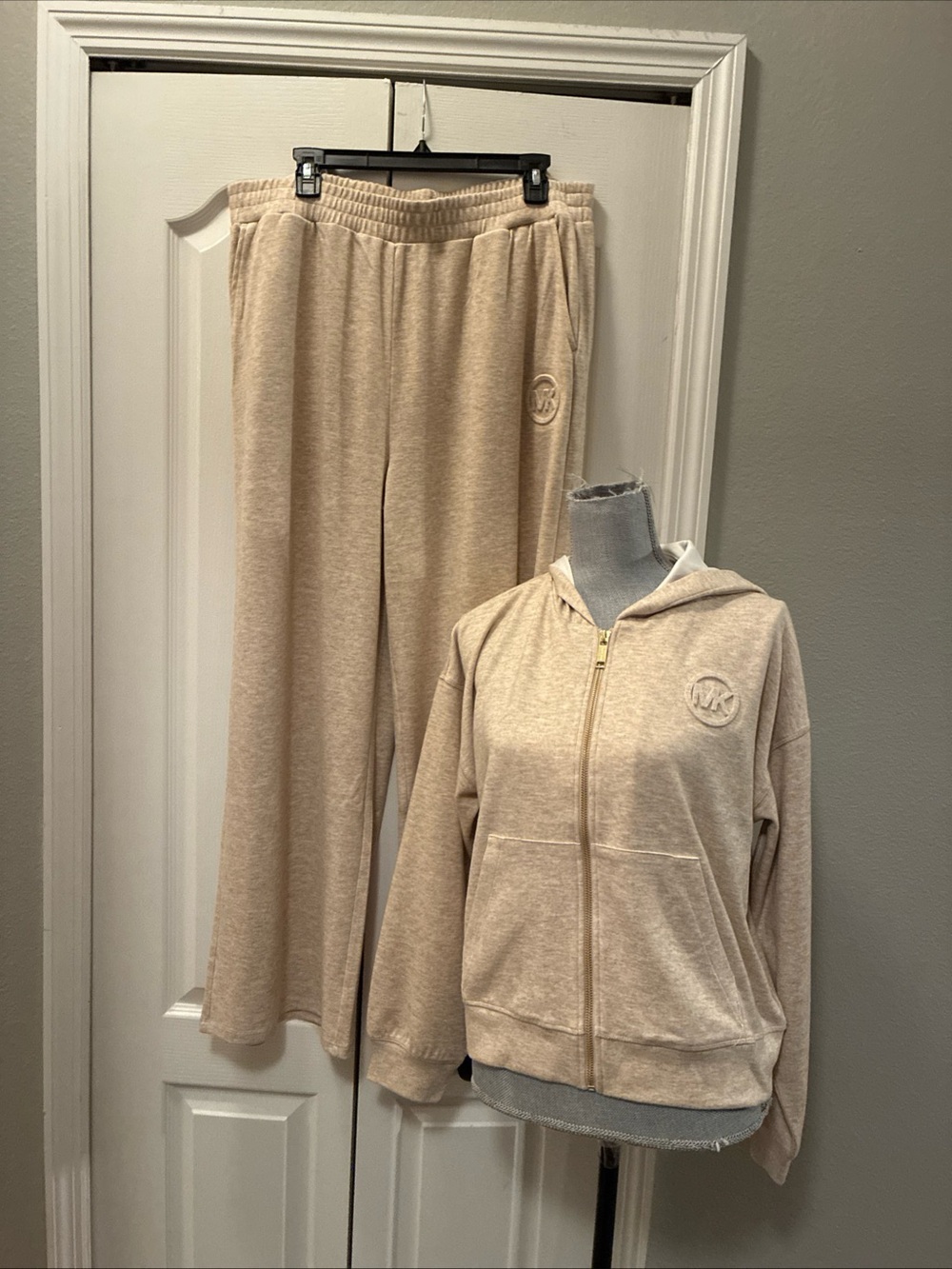 Michael kors wide leg sweat pants & jacket set top Sz L/bottom Sz XL